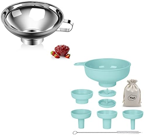 Wide Mouth Stainless Steel Funnel + Food Grade Plastic Cooking Canning Funnel